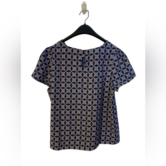 J. Crew Blue & White Geometric Top - Picture 2 of 8